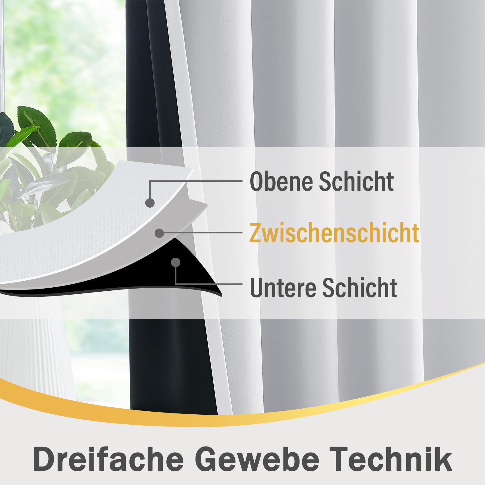 Treatmentex 2er-Set Blickdichte Vorhänge mit Kräuselband Thermovorhang Kälteschutz Verdunkelung Gardinen für Schlafzimmer Wohnzimmer, gräuliches Weiß, 245x140cm (HxB)