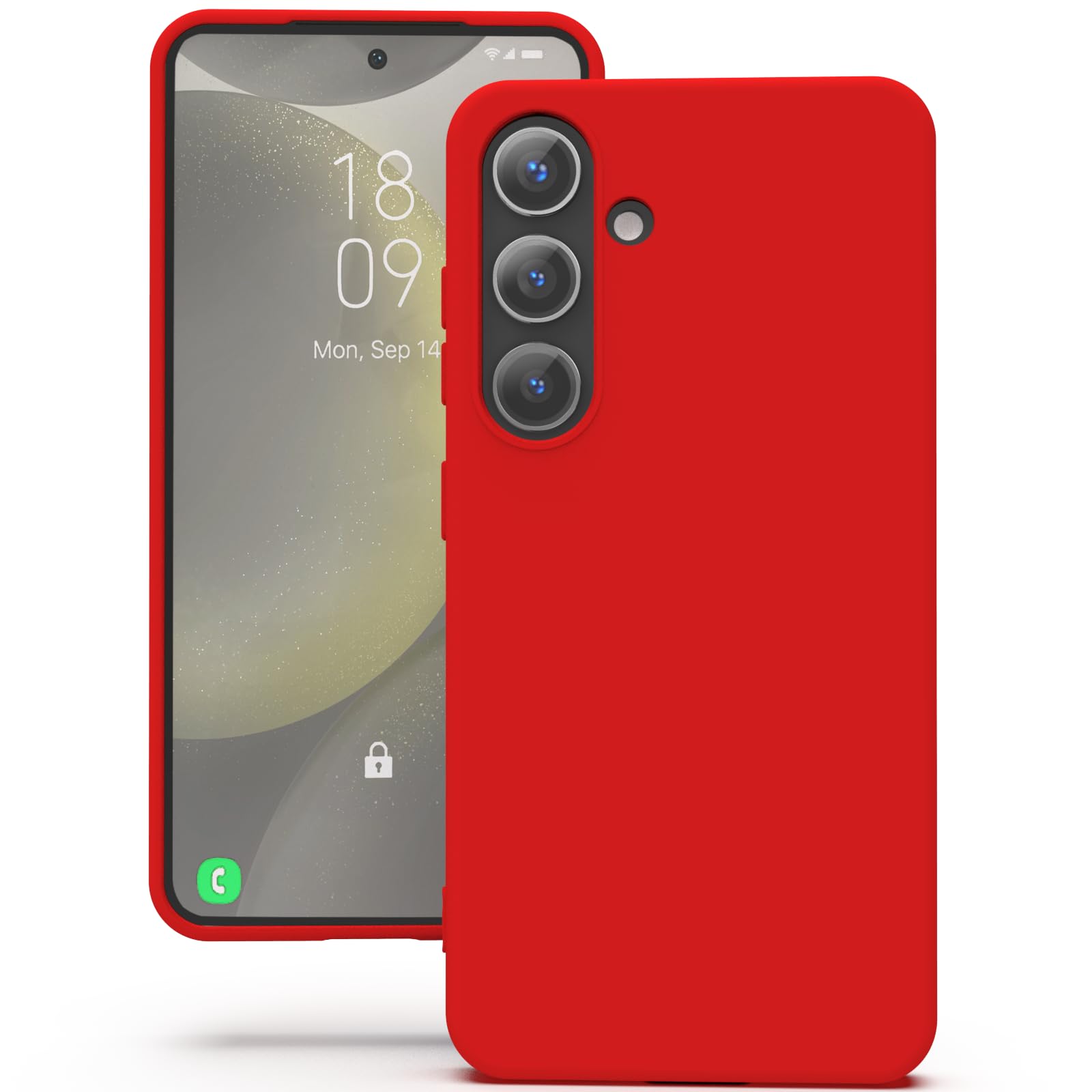 YATWIN Silicone Back Case for Samsung Galaxy S24, Soft-Touch Phone Back Cover for Samsung Galaxy S24 - Red
