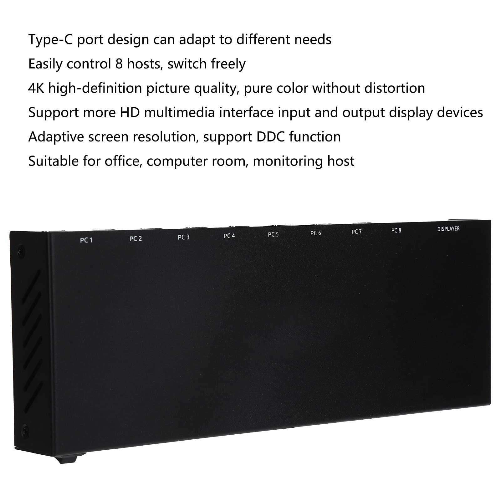 Splitter HDMI 8 in 1 Out, Alimentatore USB 5V 4K Switcher HDMI Telecomando Convertitore KVM con Cavo Plug And Play Supporto Funzione DDC