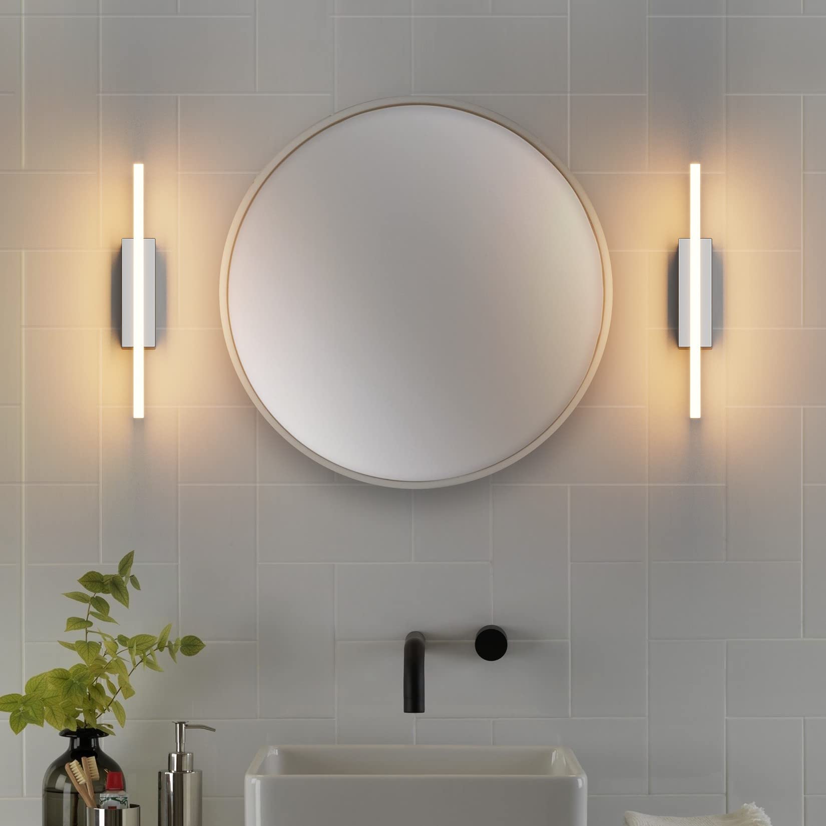 Klighten 9W 40cm LED Spiegelleuchte Bad, IP44 Badleuchte Badlampe Wand, Spiegellampe Badezimmer Lampe Wand, 110-240V, 600 Lumen, Warmweiß 3000K