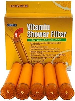 Sonaki Vitamin C Shower Refill Filter Cartridge - FITS Sonaki Showerheads, 50V, 100V, and 300 Inline Models - 5 Pack - Remove up to 99.9% of Chlorine and Chloramines