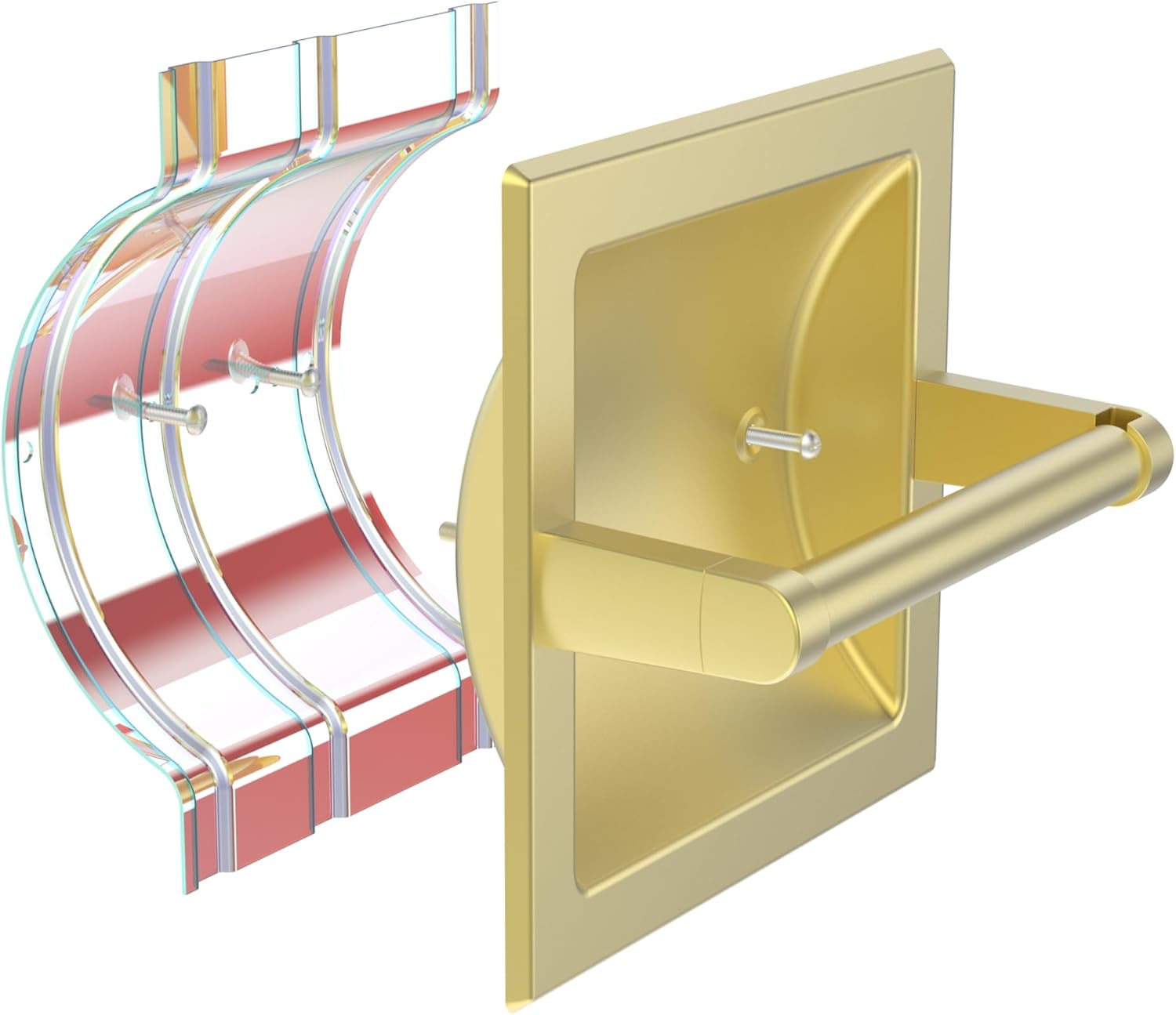 Brushed Gold Recessed Toilet Paper Holder,Pivoting Toilet Tissue Holder,Made of SUS304 Stainless Steel, in Wall Toilet Paper Holder with Bracket