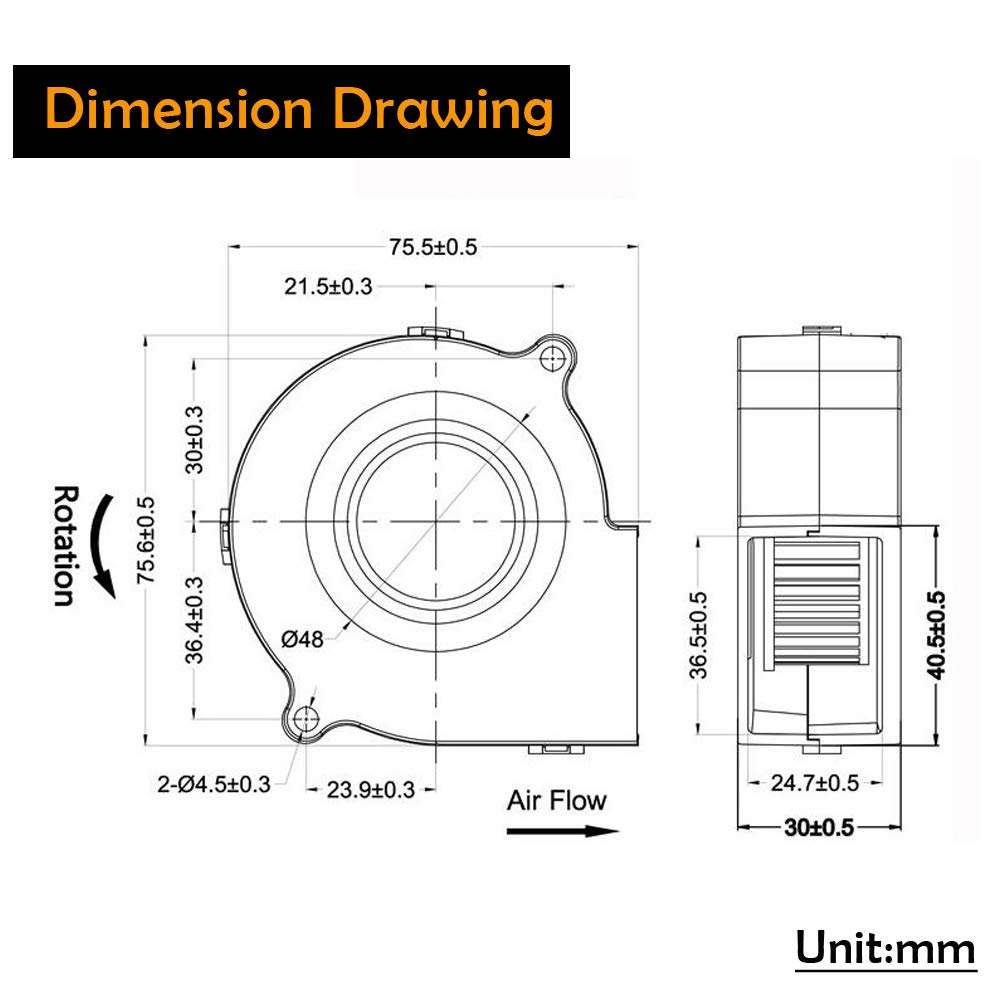 Snapklik.com : 75mm Fan, 75mm X 30mm Blower Fan, 24V Dc Brushless ...