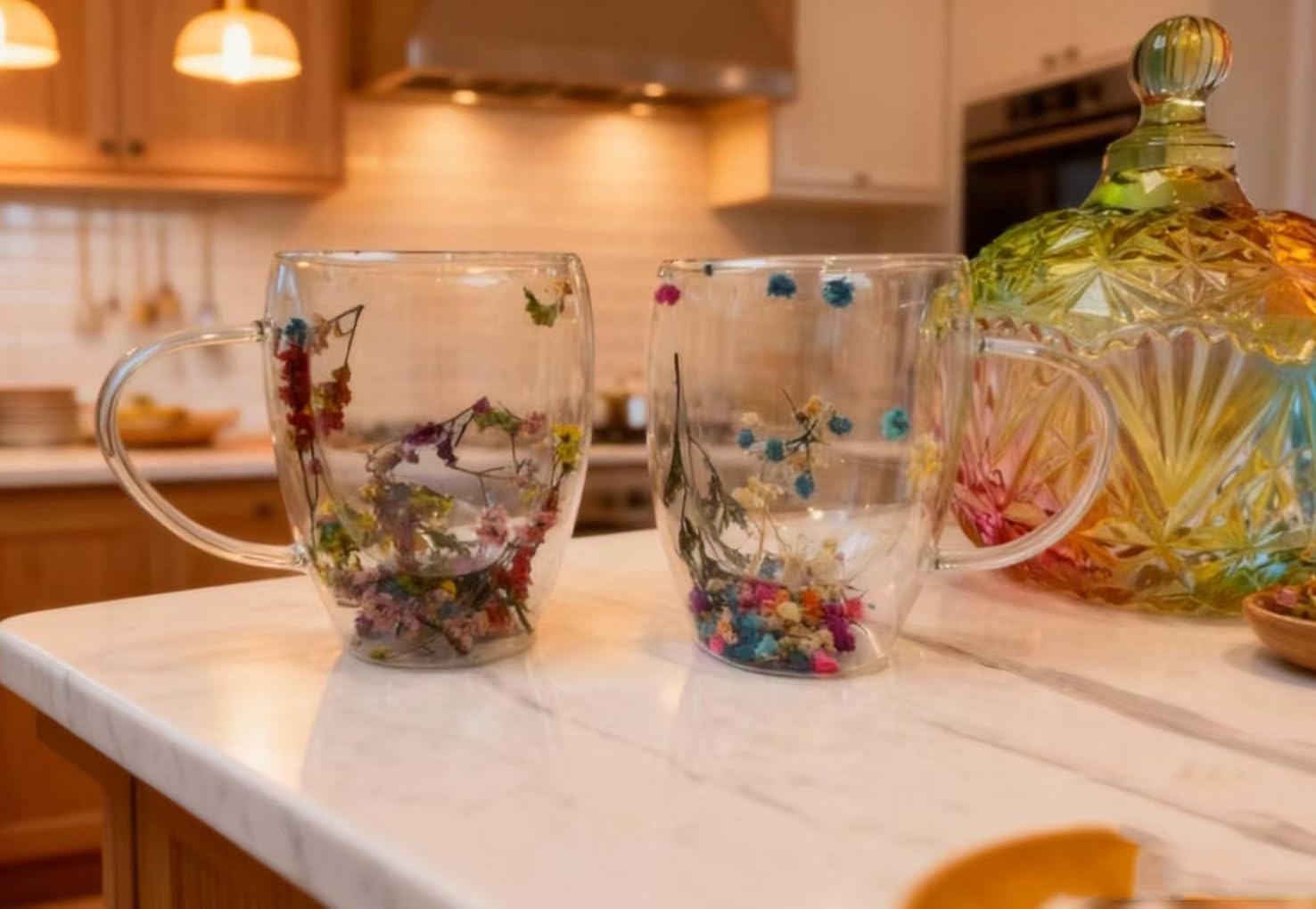 Gugou Double Wall Glass Coffee Mugs Set of 2, Hand Blown 12 OZ Clear Glass Coffee Cups, Insulated Tea Mug, Perfect for Espresso, Cappuccino, Latte, American,Tea Bag, Beverage (CUP2) - Image 4