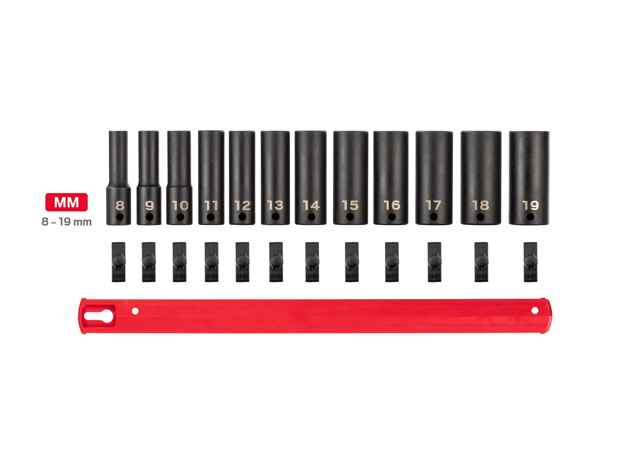 TEKTON 3/8 Inch Drive Deep 6-Point Impact Socket Set, 12-Piece (8-19 mm) | SID91103