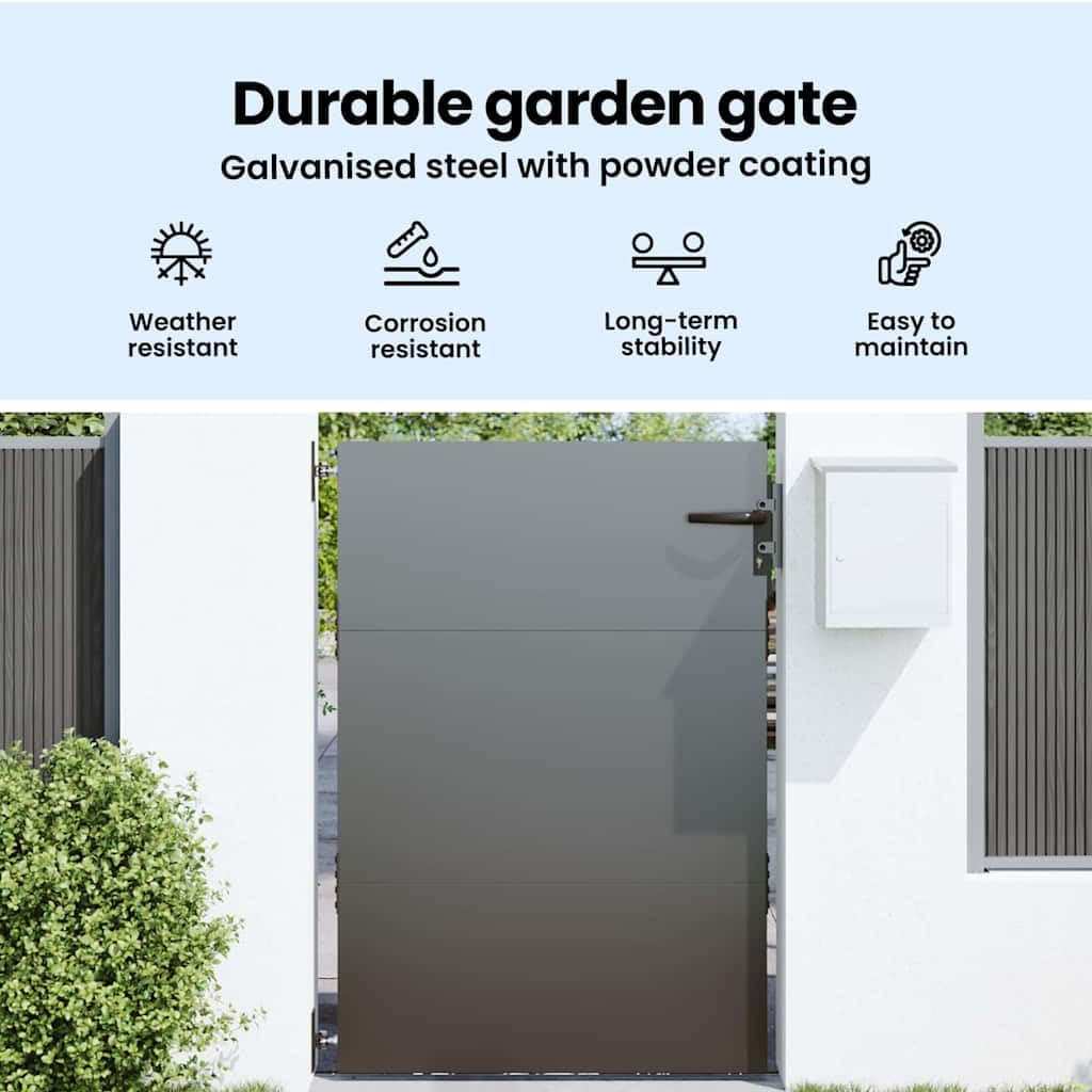 vidaXL Gartentor Schwarz 85 x 150 cm Pulverbeschichteter Stahl, Garten und Terrasse, rechteckiges, modernes Stahltor, wetterfest, sicheres Zugang, minimalistisches Design
