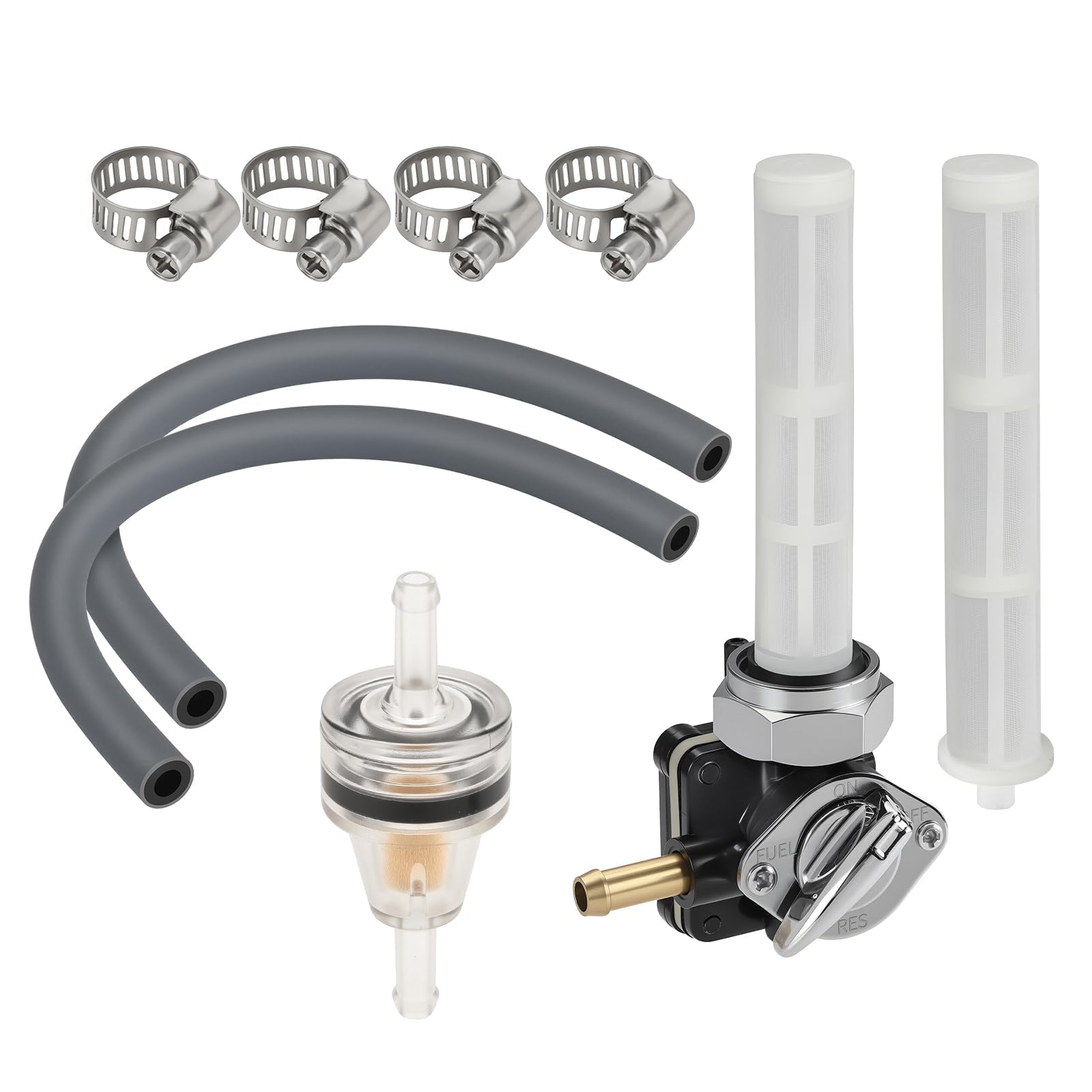 Kraftstoffhahn Petcock 22mm linker Ausgang passend für Harley Softail Custom FXST Dyna Super Glide FXD FXR Heritage Softail FLST FLHR Electra Glide FLHTC Road Glide 1993-2001 Benzinhahn 61338-94D