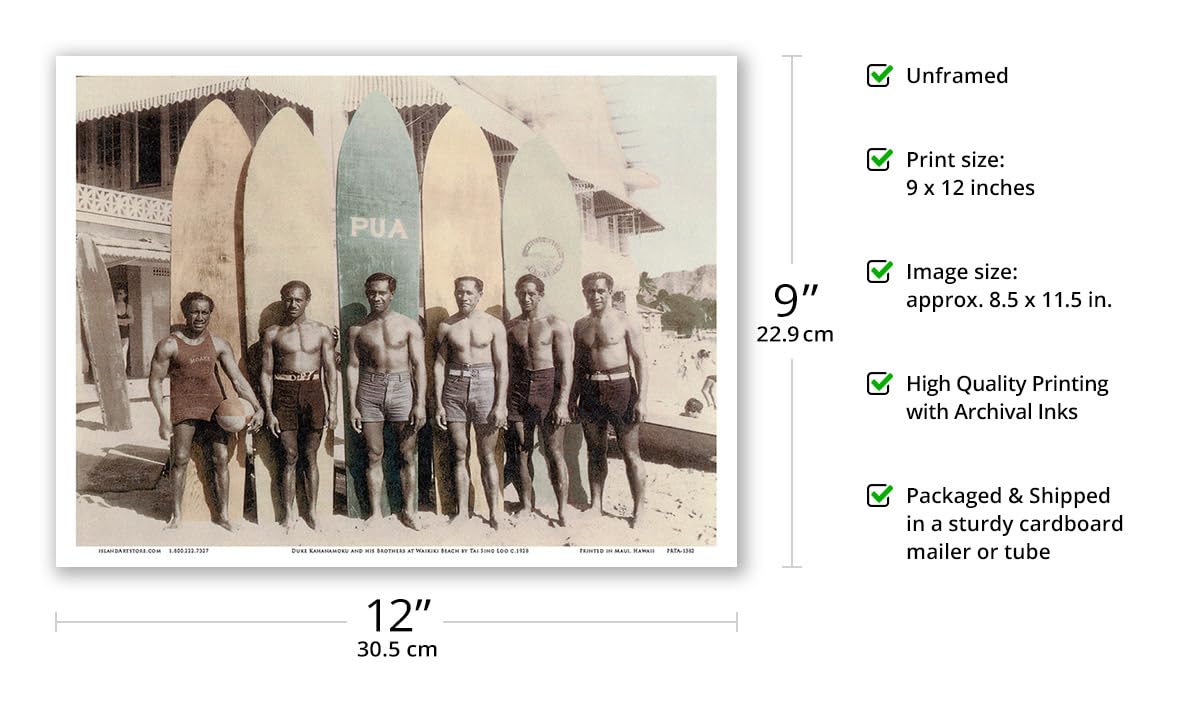Amazon.com: Hawaiian Duke Kahanamoku & Brothers Surfboards Waikiki