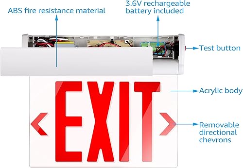Miniatura 11 de LEONLITE Señal de salida de emergencia, letrero de salida LED con borde iluminado, luz de salida con batería de respaldo, certificación UL, doble