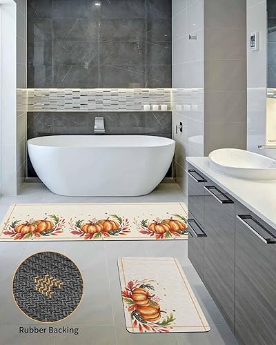 Miniatura 5 de Tapete de baño con acuarela de calabaza, antideslizante, de secado rápido y absorbente, de tierra de diatomeas, para fregadero de cocina, lavable,