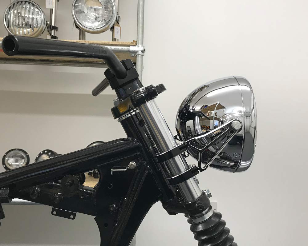 Motorbike 8" Inch Headlight 12v 55w Steel Retro Classic Old School LOOK Chrome For Sale Online - View #5
