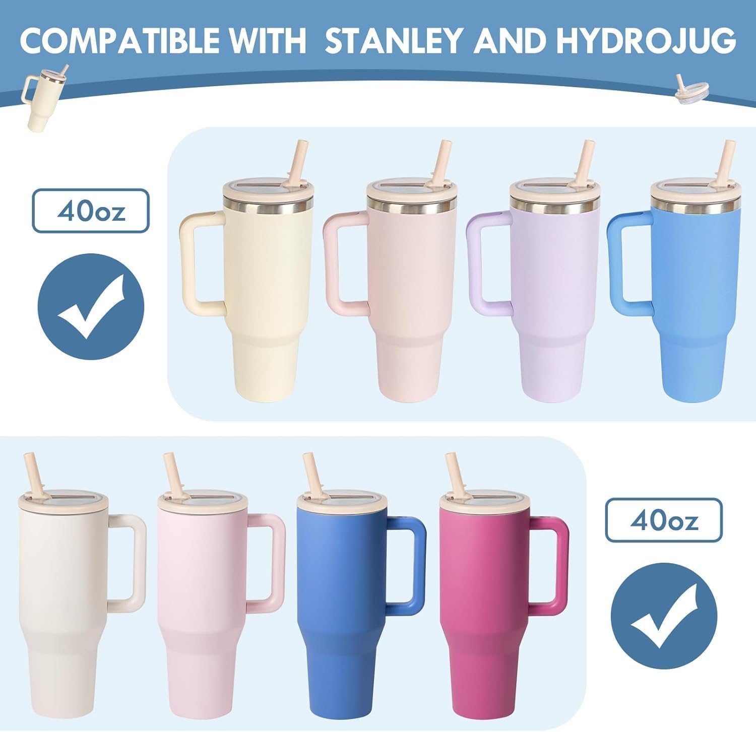 Flip Straw Lid Compatible with Stanley Cup Reusable Lid Spill Proof Tumbler Cover Compatible with Stanley Cup Leak Proof Quencher Straw Cover for 40 Oz Tumbler-2 Pack - Image 4