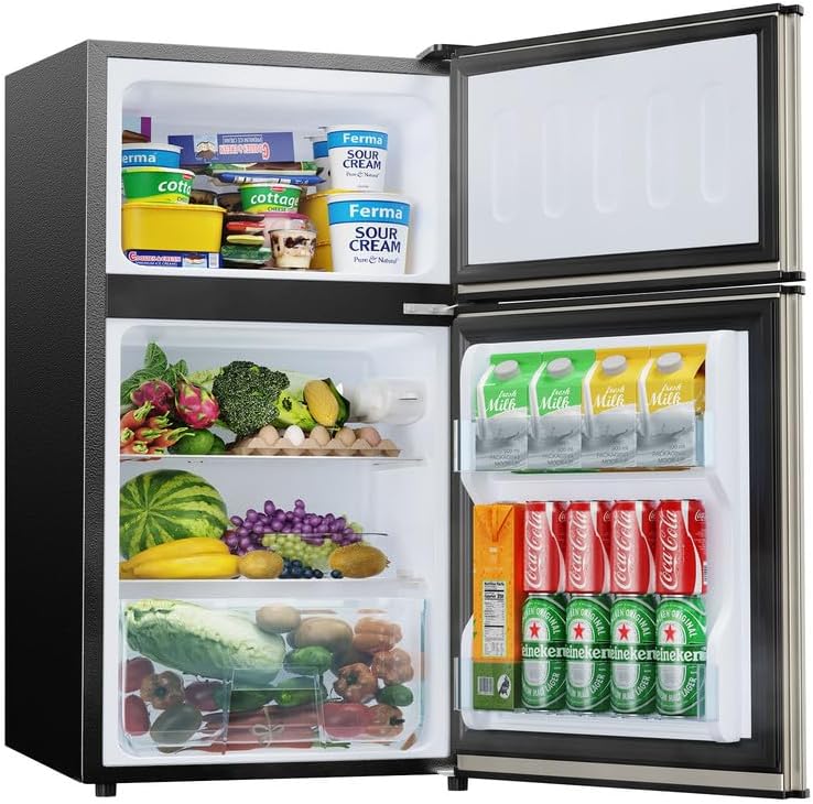 Mini Fridge with Freezer Quite: 3.2 Cu.Ft Mini Refrigerator with 2 Doors - Compact Small Refrigerator - for Bedroom Dorm Office Apartment