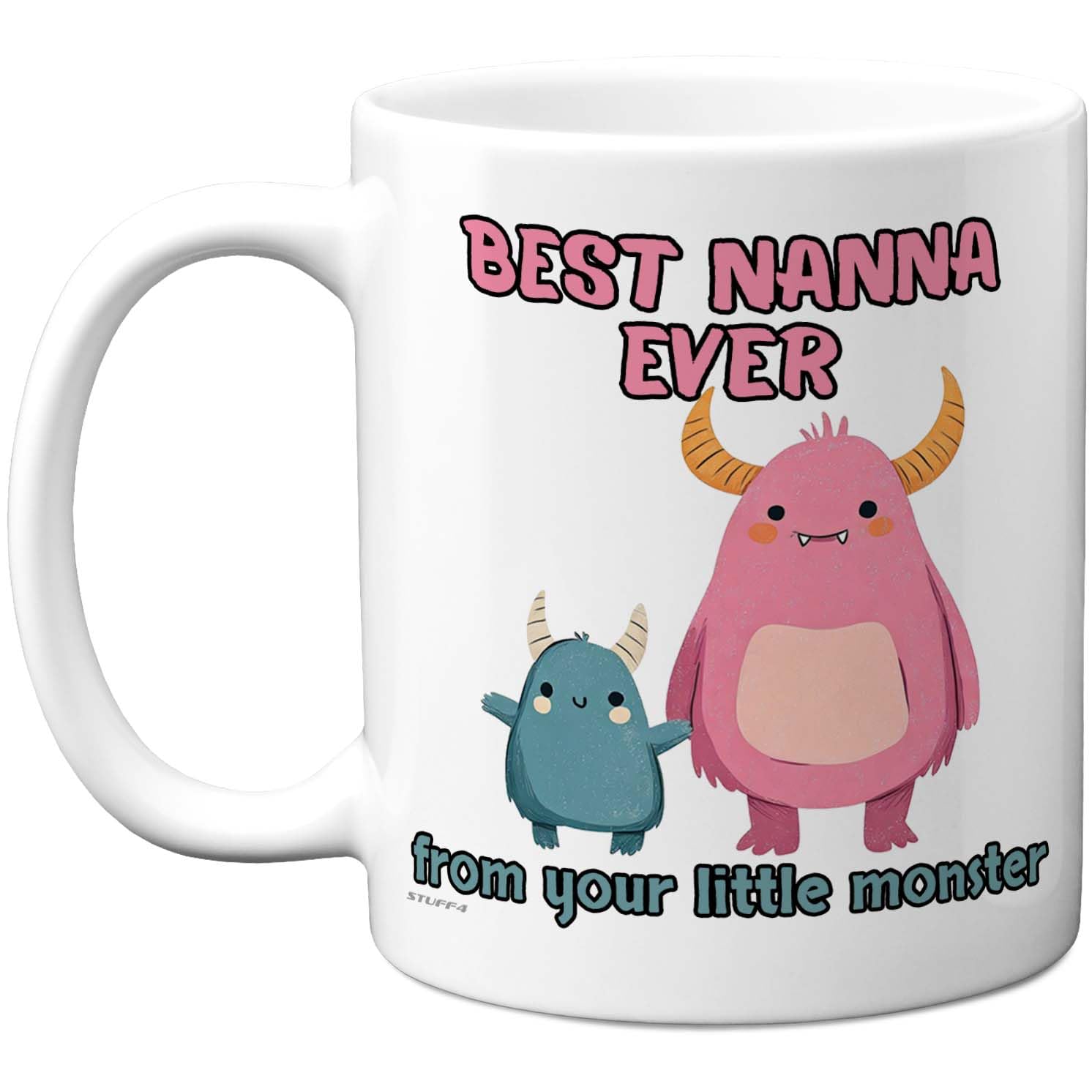 Stuff4 Mother's Day Mug for Nanna, Cute Monsters Design in Pink and Blue โ image 1