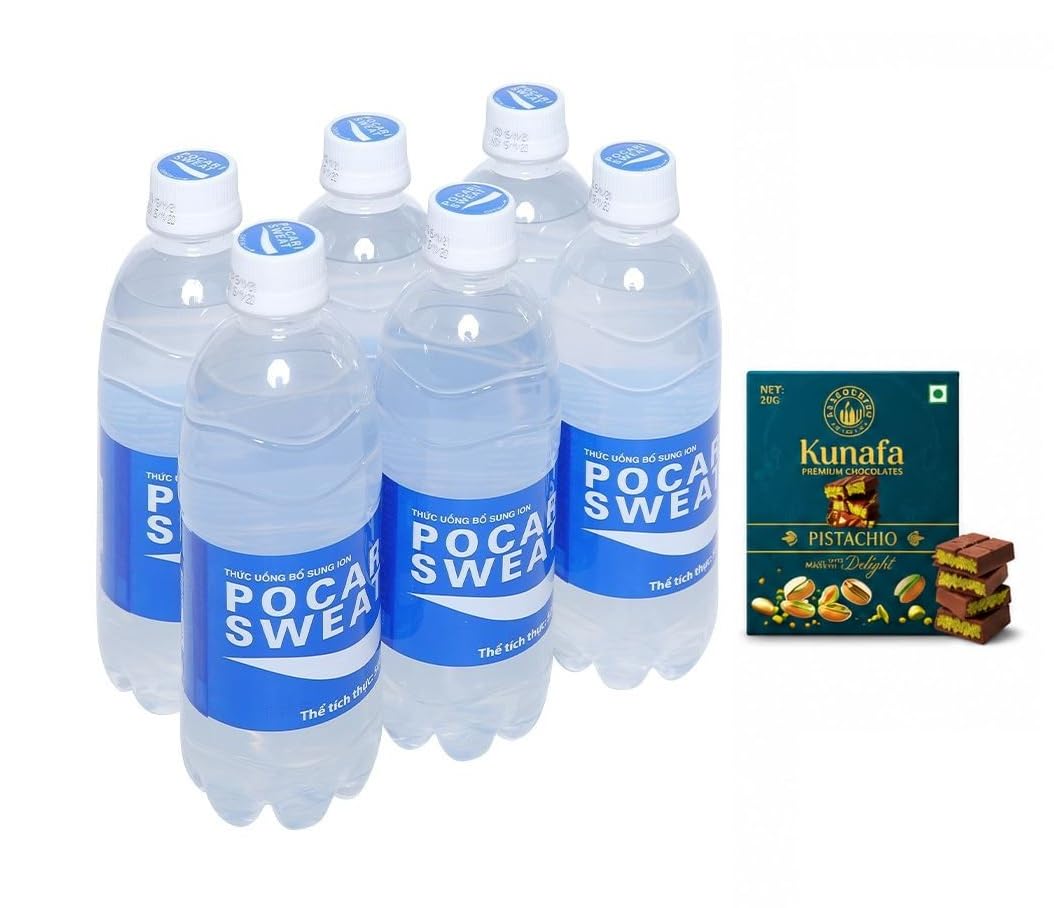 Pocari Sweat Ion Supply Drink, Pack of 6 Bottles 500ml Each with Free Flavourito Kunafa Pistachio Chocolate Bar, 20g By Decadent Foods-image-40