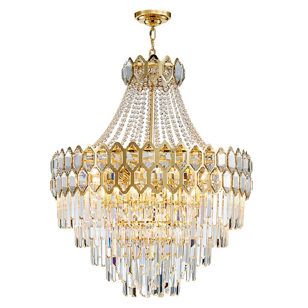 Lustre en cristal de plafond 11 lumières éclairage suspendu moderne 60cm