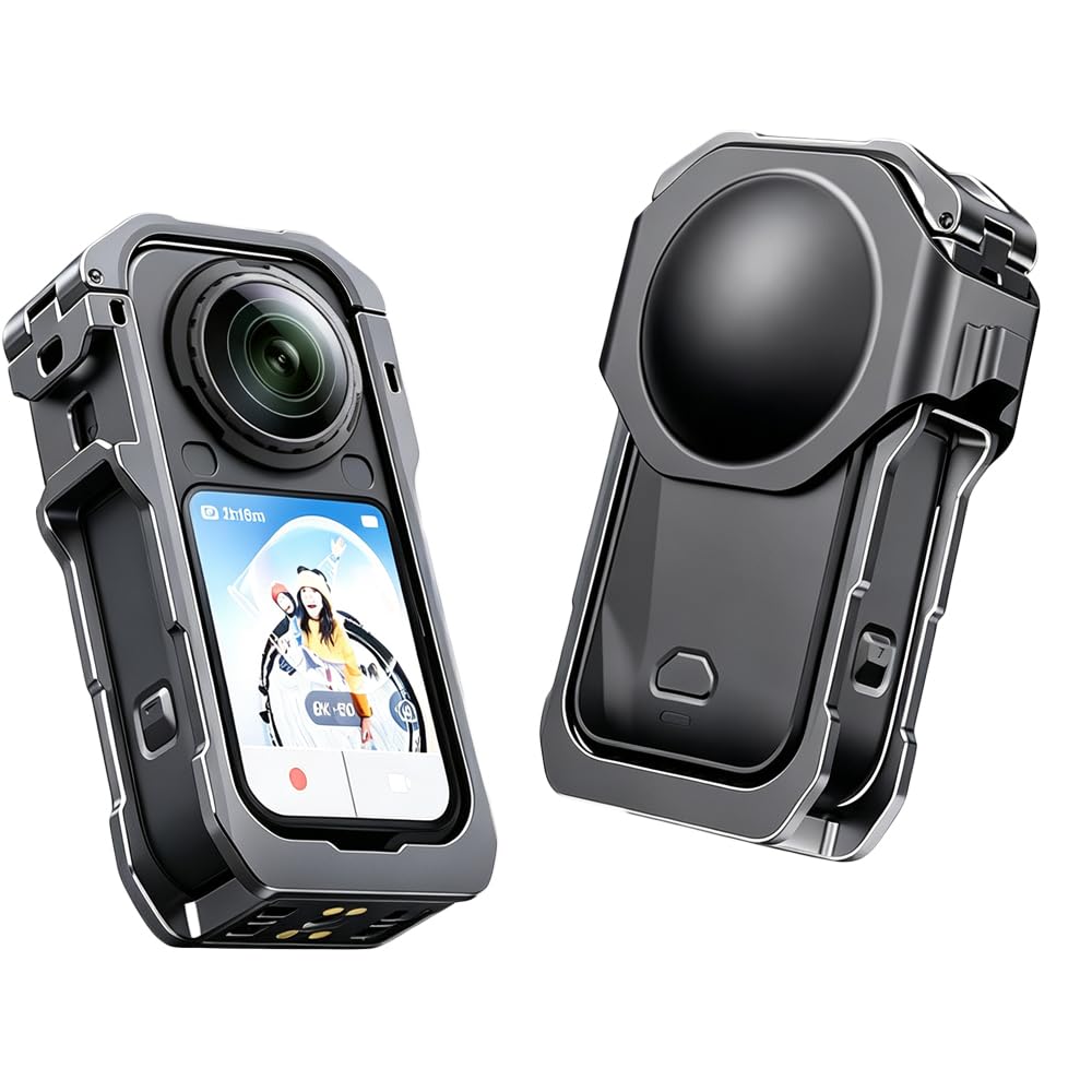 Cadre en Aluminium pour Insta360 X6, Support avec Griffe et Cache-Objectif en Silicone