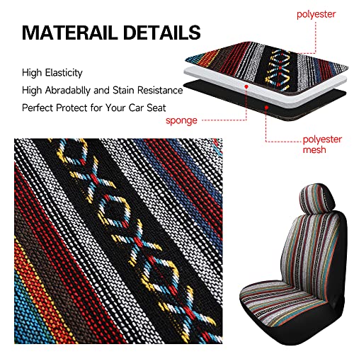 Varcozy Baja Saddle Blanket Seat Covers Full Set, Front Seat Covers And Split Rear Bench Seat Covers For Sedan, Suv, Truck, Universal Stripe Woven Automotive Seat Cover,Breathable, Airbag Compatible #TOP4