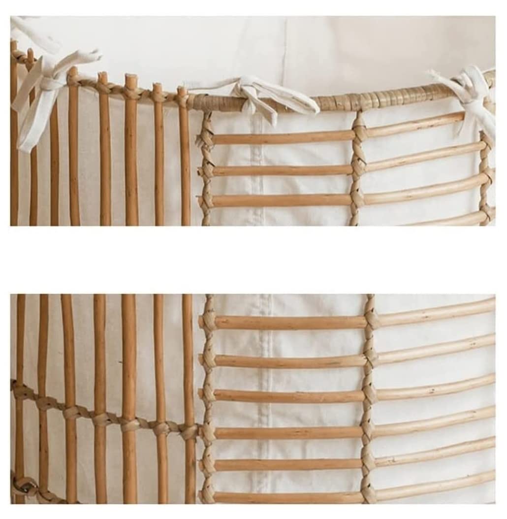 Cesto Ropa Hamper Cesta de Ropa Sucia Tejida a Mano, cestas Mimbre Boho con asa, Almacenamiento Accesorio Lavandería(38 * 38cm)