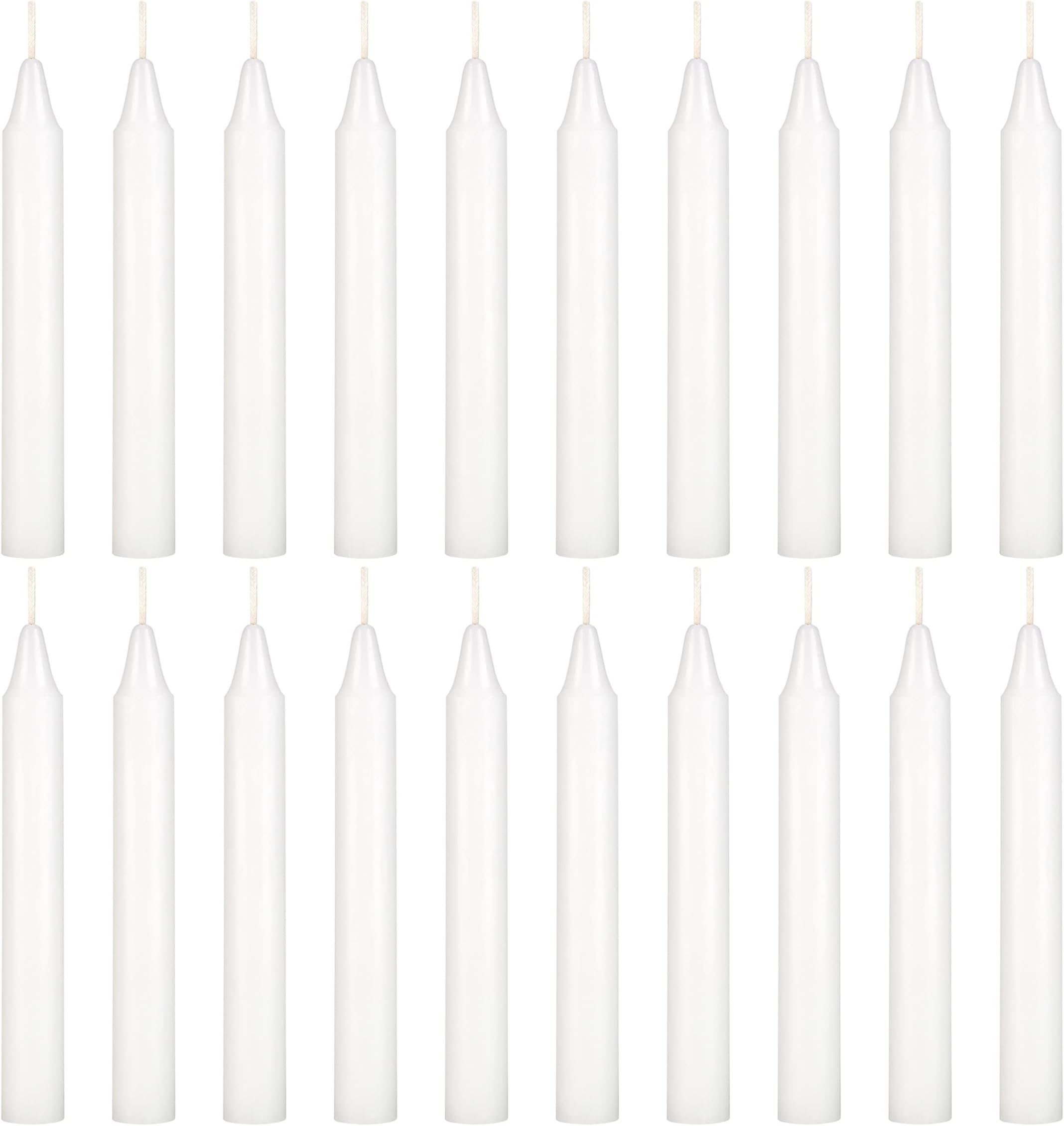 Mega Candles 20 pcs Unscented White Exquisite Mini Taper Spell Candles, 4 Inch Tall x 1/2 Inch Diameter, Magic Chimes, Enchantment, Casting Rituals, Witchcraft, Wiccan, Altar, Metaphysical