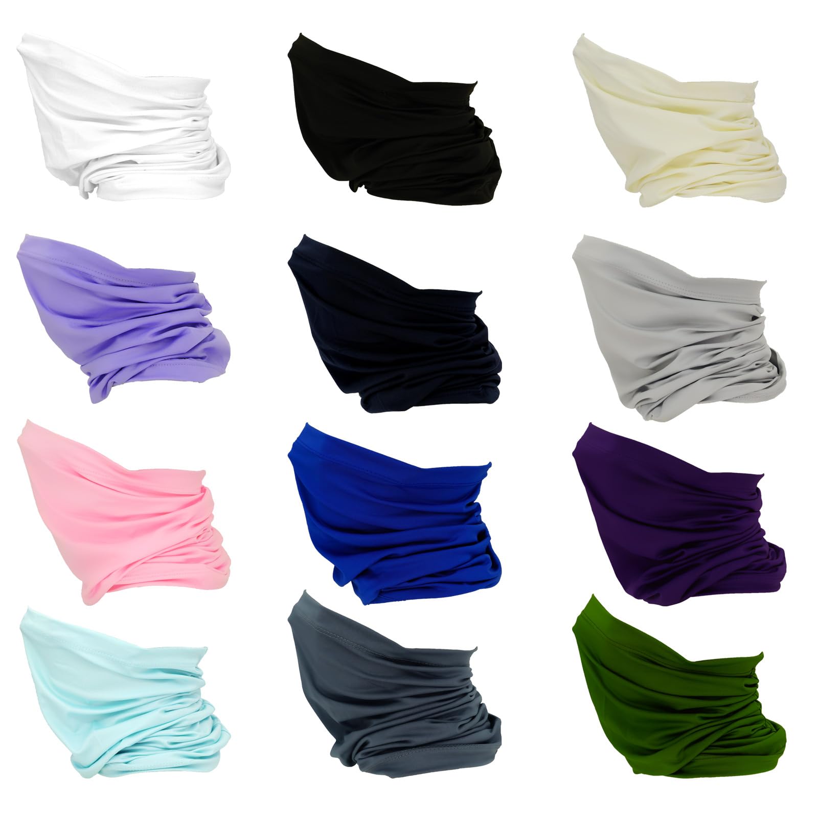 12 Rafraîchissants Cache-cou Polyvalents Bandanas pour Femmes Hommes