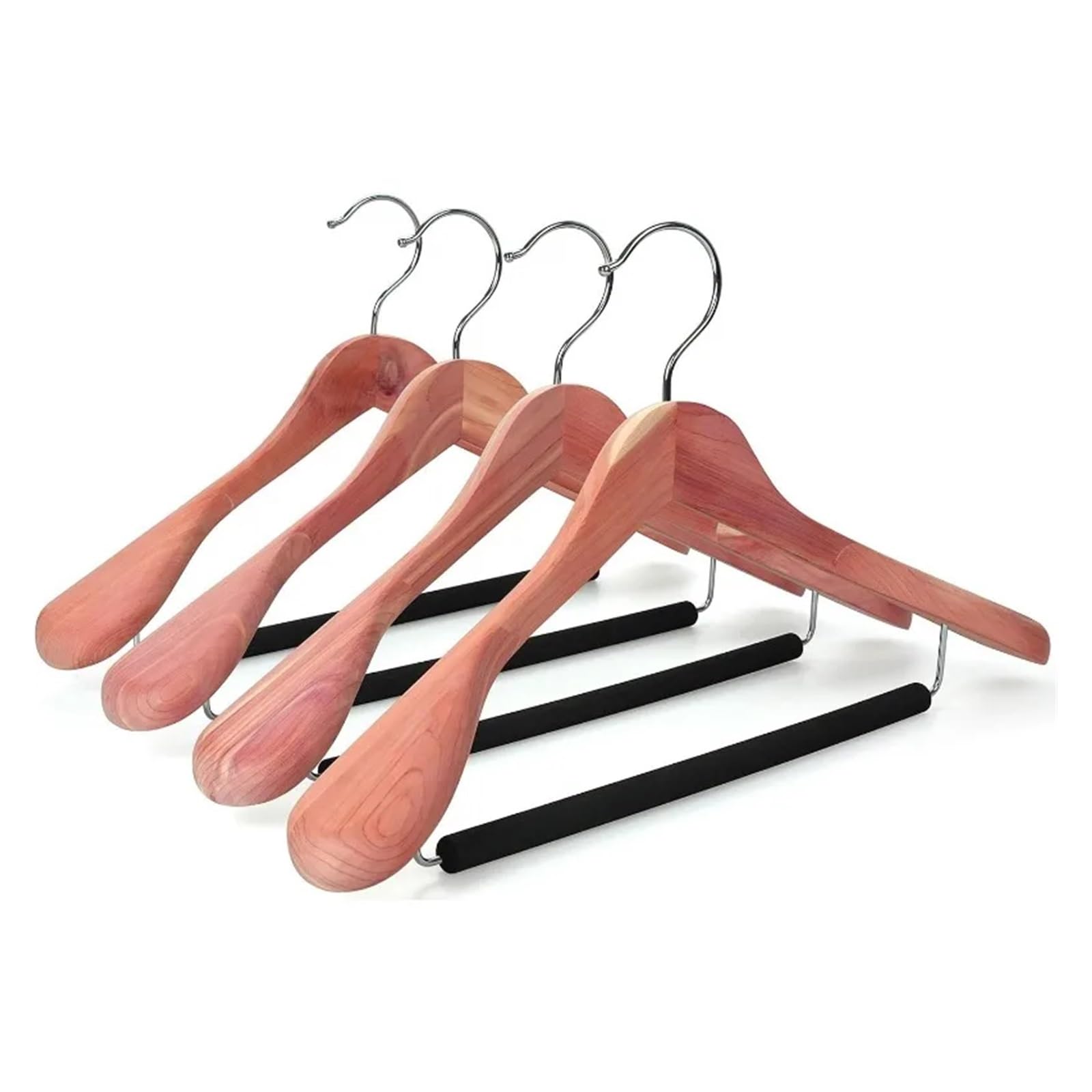 Anzugbügel Kleiderbügel aus Zedernholz, breite Schulter, mit schwarzer, gepolsterter Hosenstange Für Hemden(8-Pack)