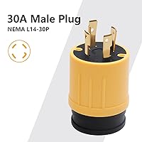 Vista 2 de STARELO 30 Amp 4Prong RV Generator Adapter,NEMA L14-30P Twist Lock Male Generator Plug to TT-30R Female RV Outlet.(Yellow)