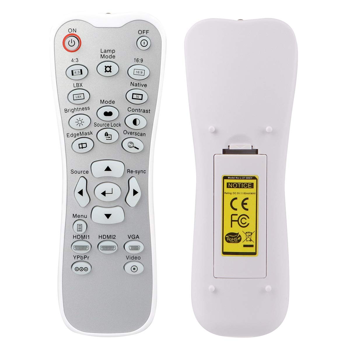 BR-3042B - Mando a distancia L-27-5KEY para Optoma HD180 HD20 HD200X HD200X-LV HD20-LV HD21 HT1081 HD22 HD2200 HD23 VDHDNG VDHDNZ