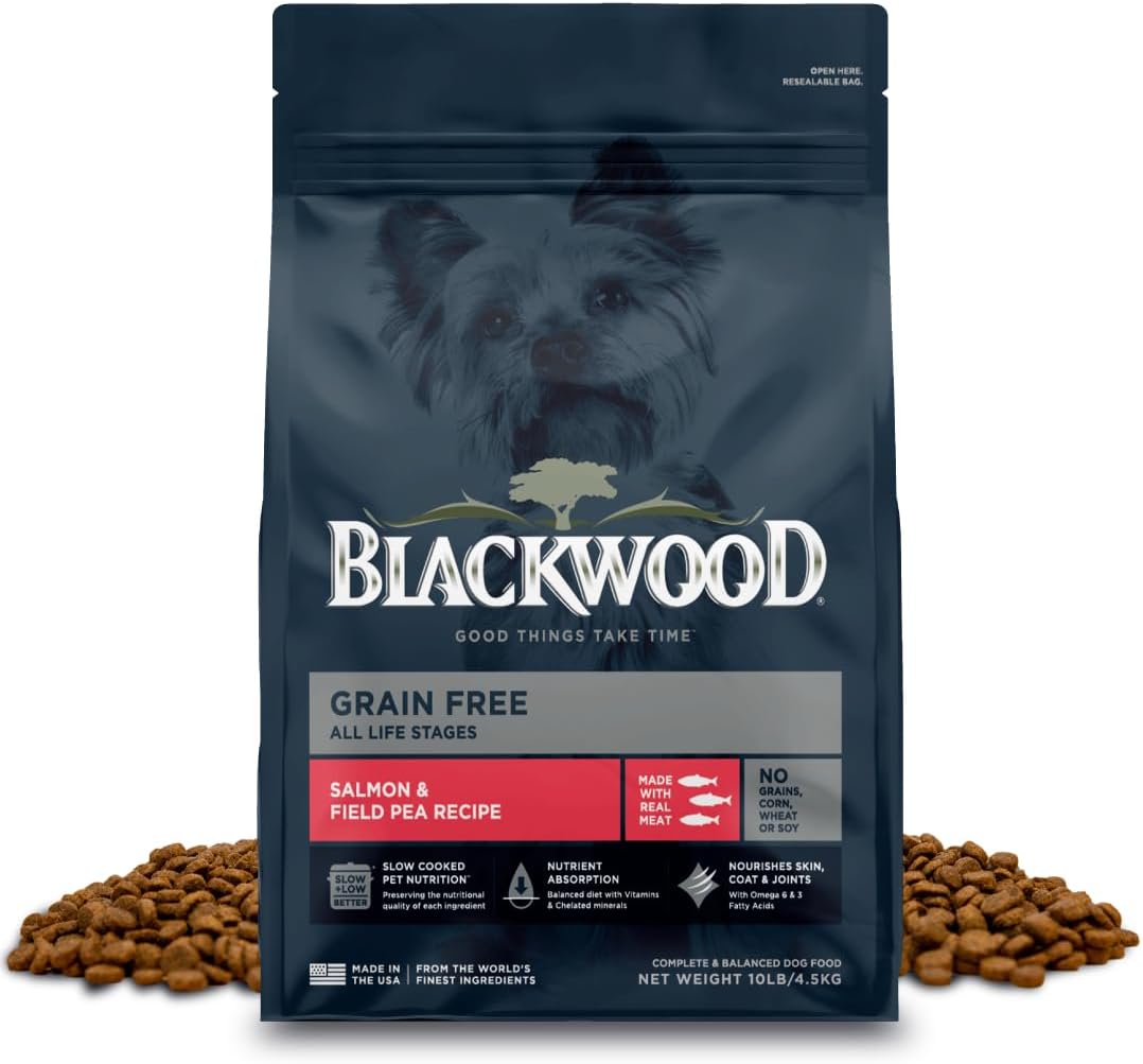 Blackwood Grain Free Dry Dog Food, Salmon & Field Pea Recipe, 10 Pound Bag for All Life Stages, Slow Cooked with Vitamins & Minerals for a Balanced Diet