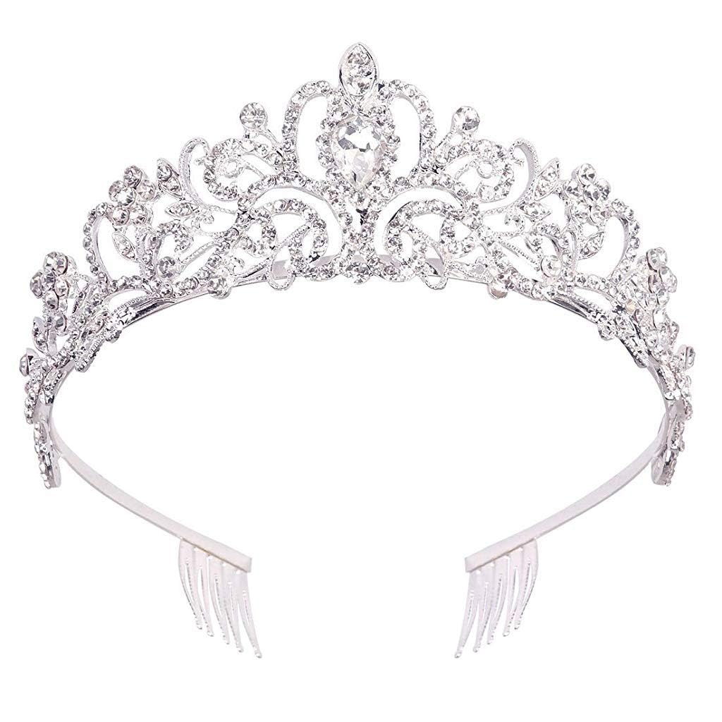 MODINITY Silver Crystal Tiara Crown Headband Princess Elegant Crown With Combs For Women Girls Bridal Wedding Prom Birthday Party (B0CD28WQRP) Amazon Price History, Amazon Price Tracker