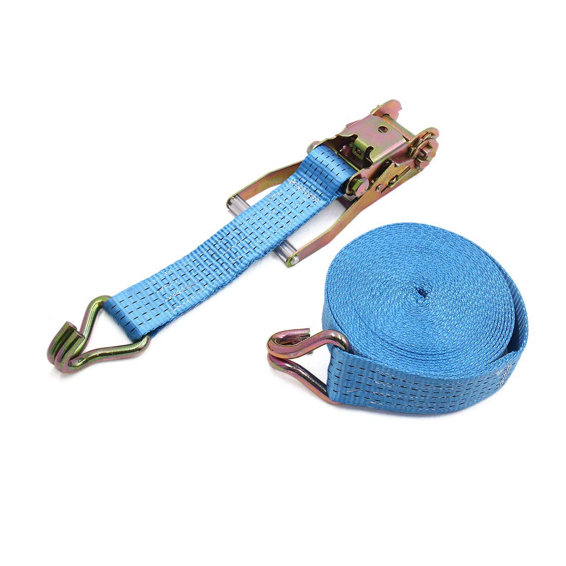 Ruilogod Blue Nylon 10m x 50mm 5 tonnellata Capacità 2 ganci auto camion a cricchetto cinghia