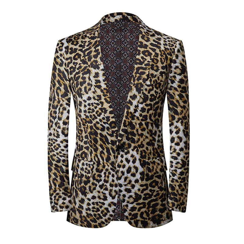 Image of Men's Blazers Leopard Print Notched Lapel Suits Slim Fit Sequins Tuxedo Stylish Sport Coats Jackets