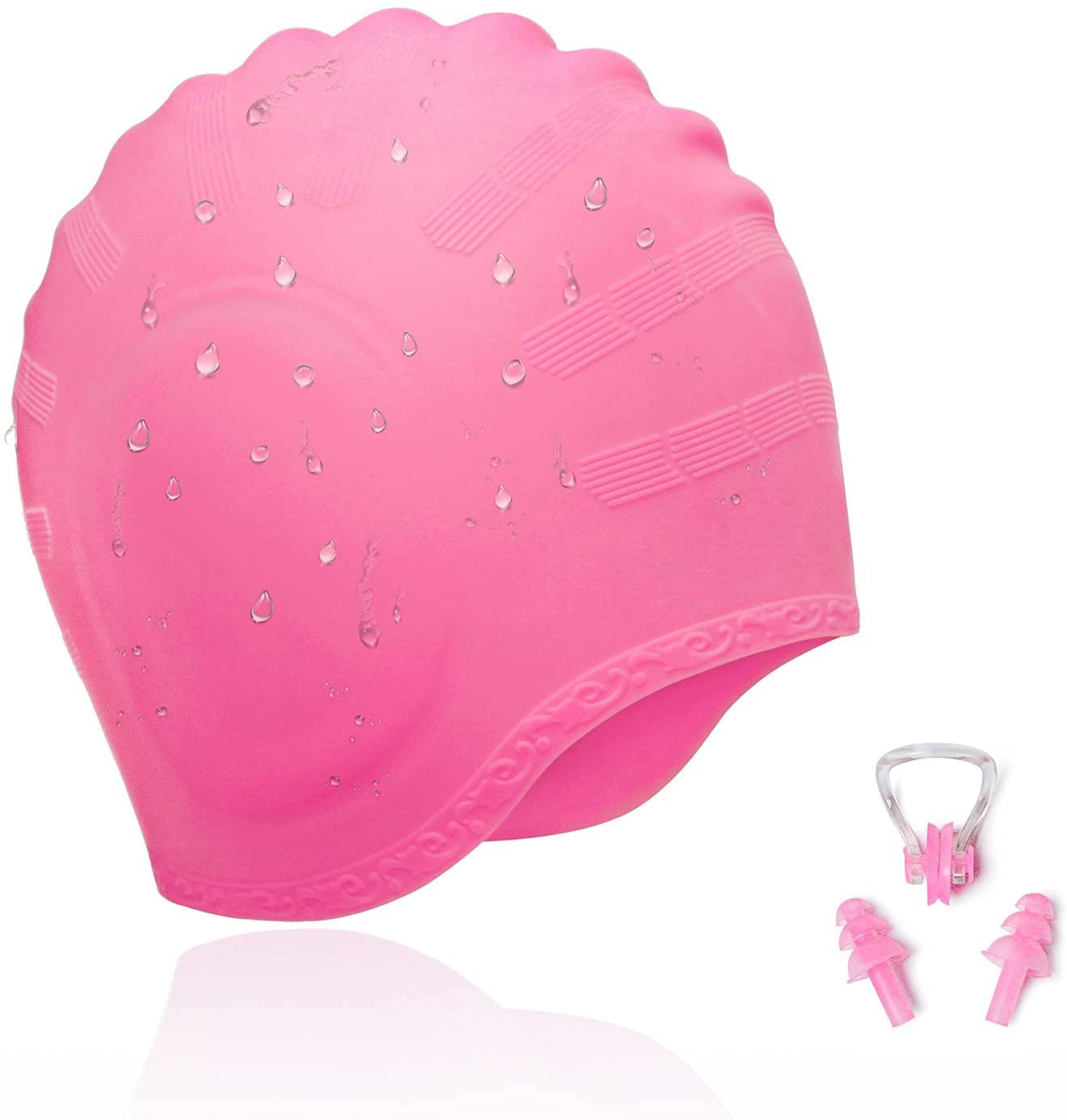 Spanker Unisex Swim Cap with 3D Ear Protection, Durable Flexible Silicone Swimming Hat for Short/Long Hair with Ear Plugs&Nose Clip, Pink SSTP (B09HX99YLD) Amazon Price History, Amazon Price Tracker