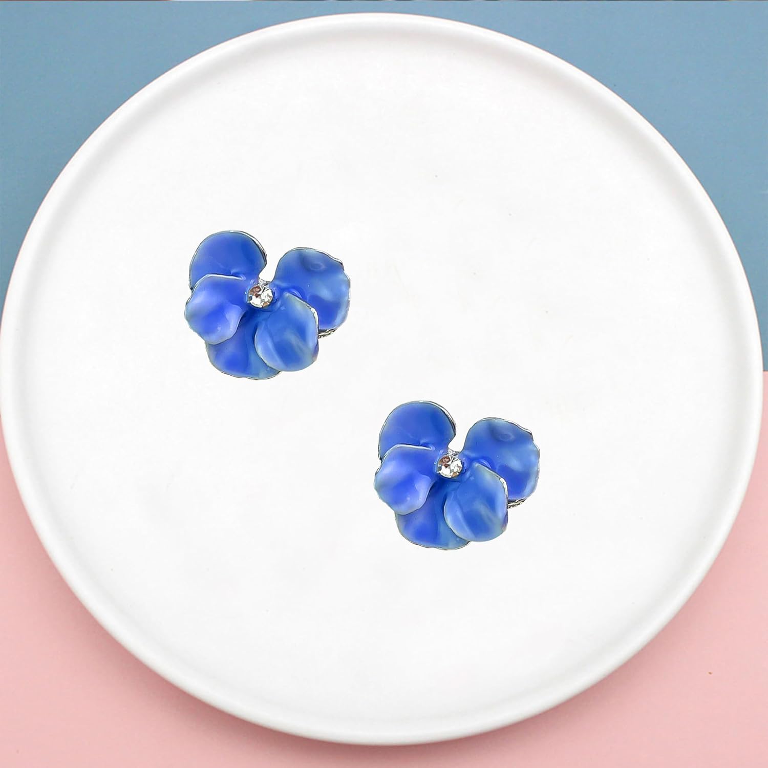 Anmpab Enamel Drip Oil Orchid Flower Stud Earrings for Women Irregular Butterfly Floral Petal Earrings Statement Jewelry - Image 7