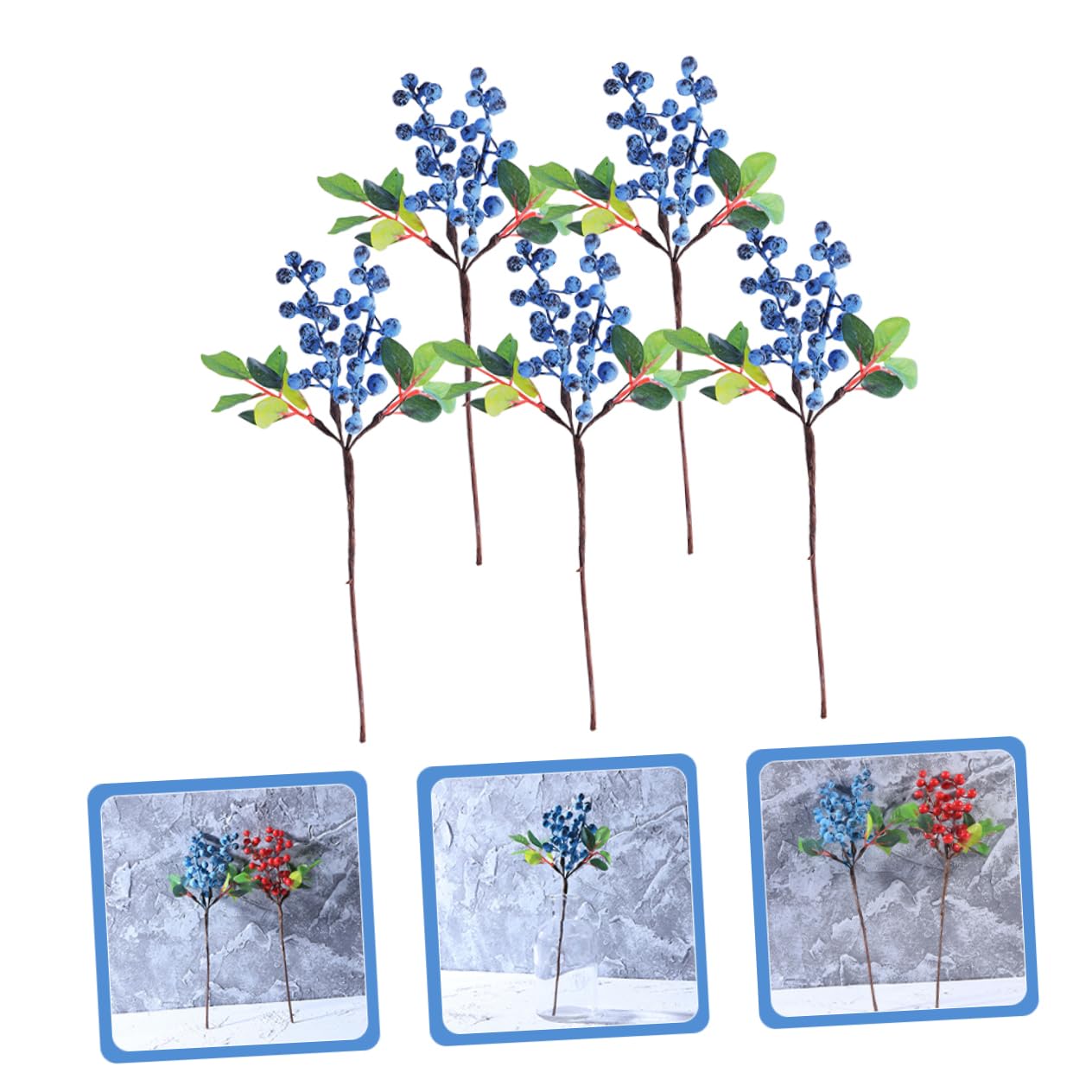 Cabilock 20 Piezas Artificiales Manualidades navideñas Christmas Decorations selecciones de de Navidad ramita de Decoración navideña de Acebo Falsas Educación física