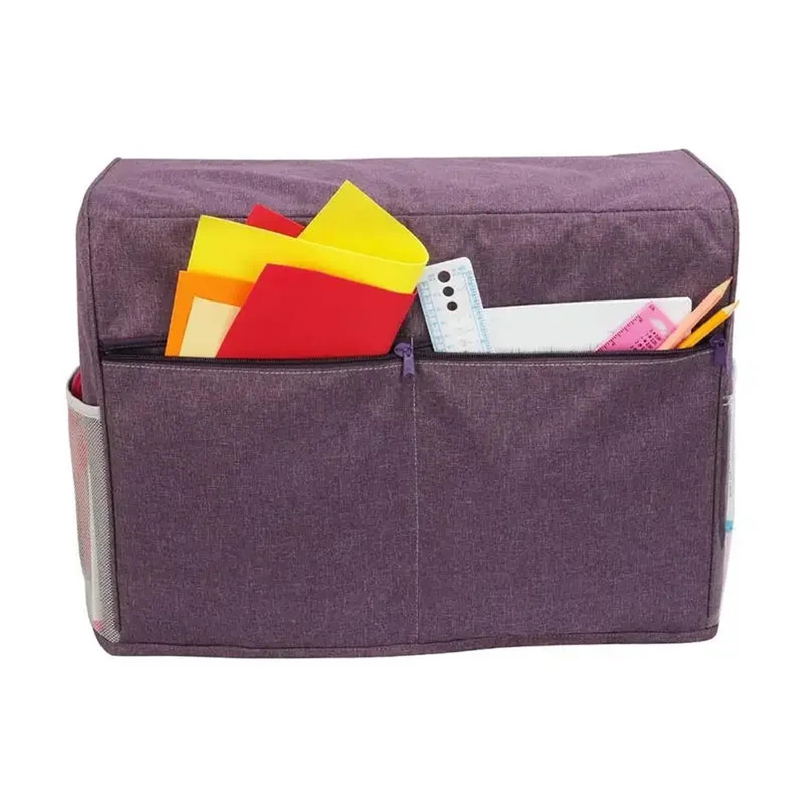 Bolsa Para Máquina De Coser Funda protectora de tela impermeable for máquina de coser con bolsillos bolsa de almacenamiento de accesorios de costura(Purple)
