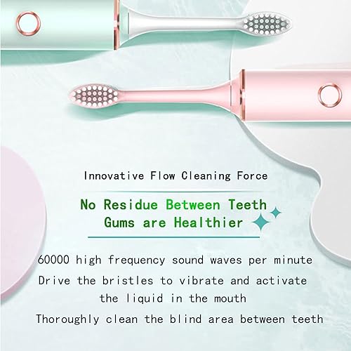 Miniatura 2 de TETHBY Cepillo de dientes eléctrico con 8 cabezales de cepillo de dientes cepillos de dientes recargables sónicos 6 modos opcionales cepillos de