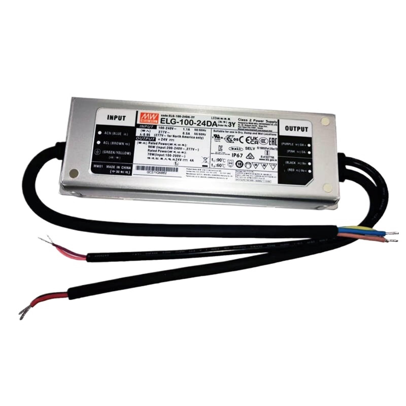 FCARUMIQP ELG-100-24DA-3Y Constant Current LED Lighting Driver Buit-in Active PFC DALI Control