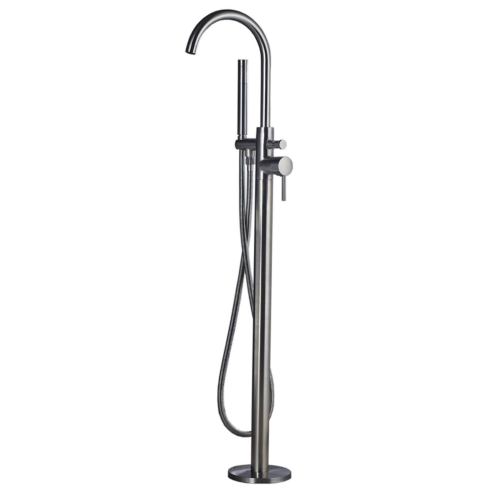 Votamuta Modern Nickel Brushed Free Standing Bathtub Shower Mixer Taps