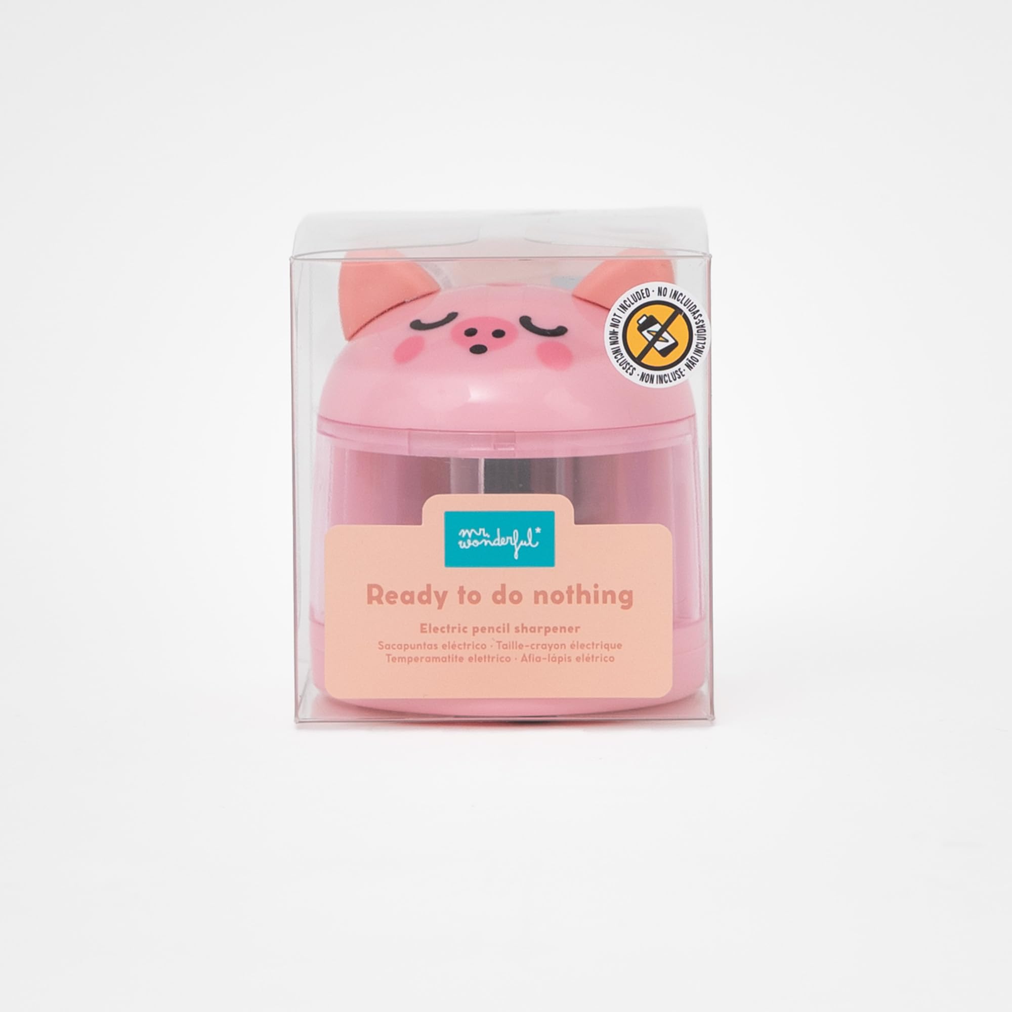 Mr. Wonderful Temperamatite Elettrico Lazy Maialino – Con Contenitore – Cartoleria Originale