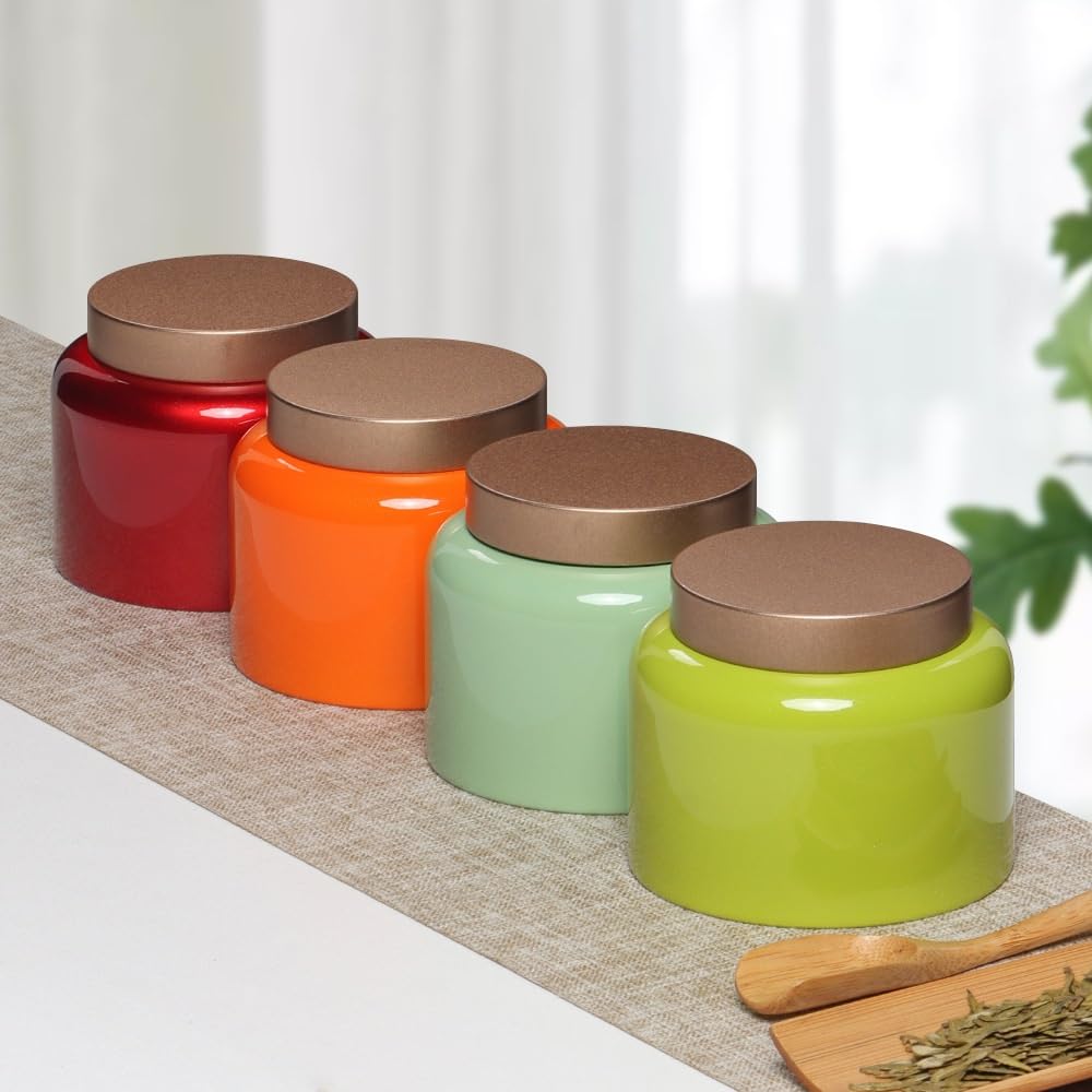 Teeservice Bulk Tee-Vorratsbehälter, Glas, Keramik, versiegeltes Glas, Tee-Vorratsglas, Retro-Teedosen, Einzeldose, Doppelglas, Geschenkbox-Set, Tee-Vorratsglas (C,Einzeldose)