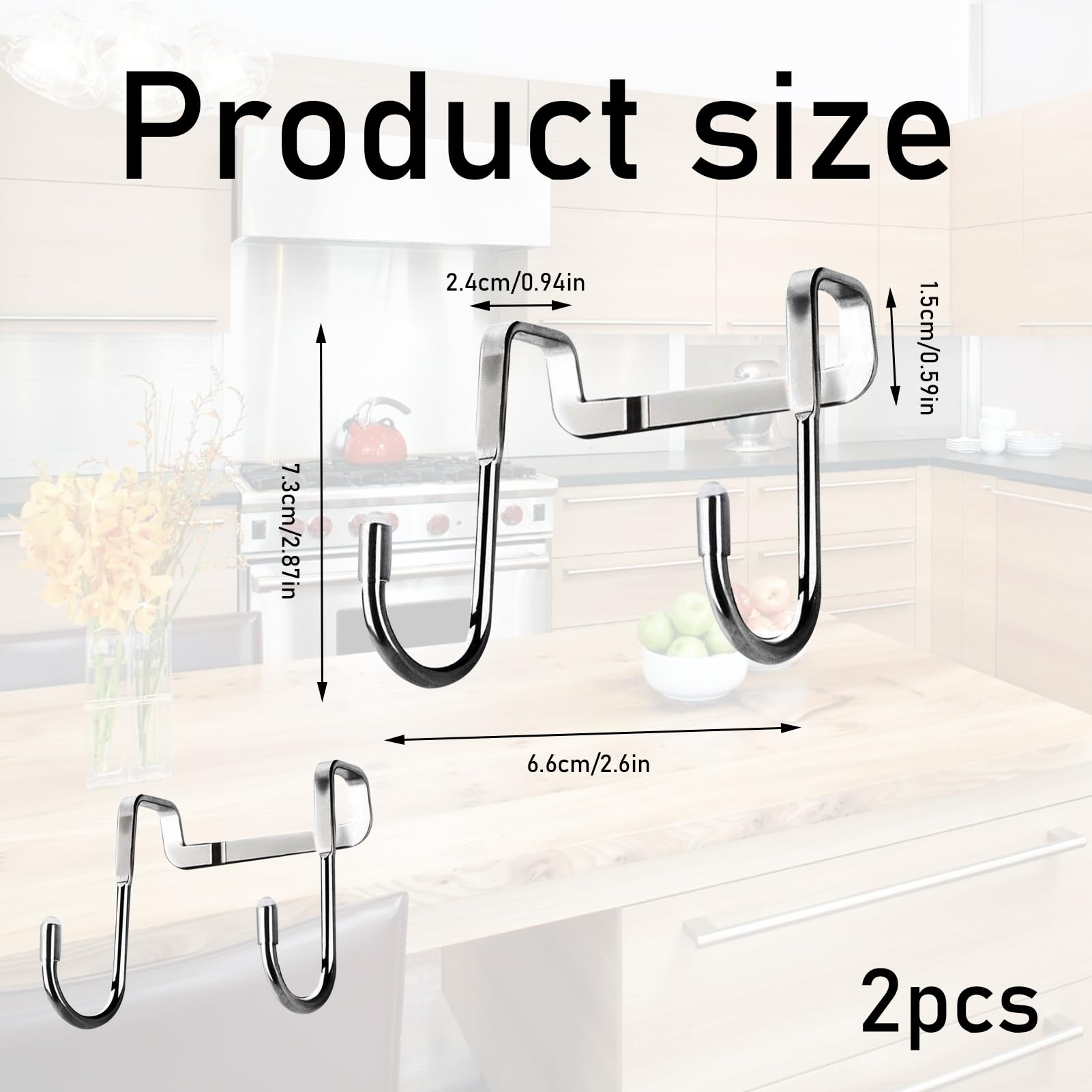 2PCS Door Hooks Over The Door Hook Hanger Sturdy and Waterproof Kitchen Cupboard Over Door Hooks Durable High Load Carrying Capacity Towel Rail Over Door Hook for Bathrooms Kitchen Cabinet Wardrobe - Image 2