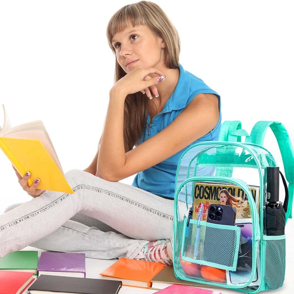 gxtvo Clear Backpack, Heavy Duty Transparent Bookbag, See Through Backpacks for Women Men | Heavy Duty - Image 7