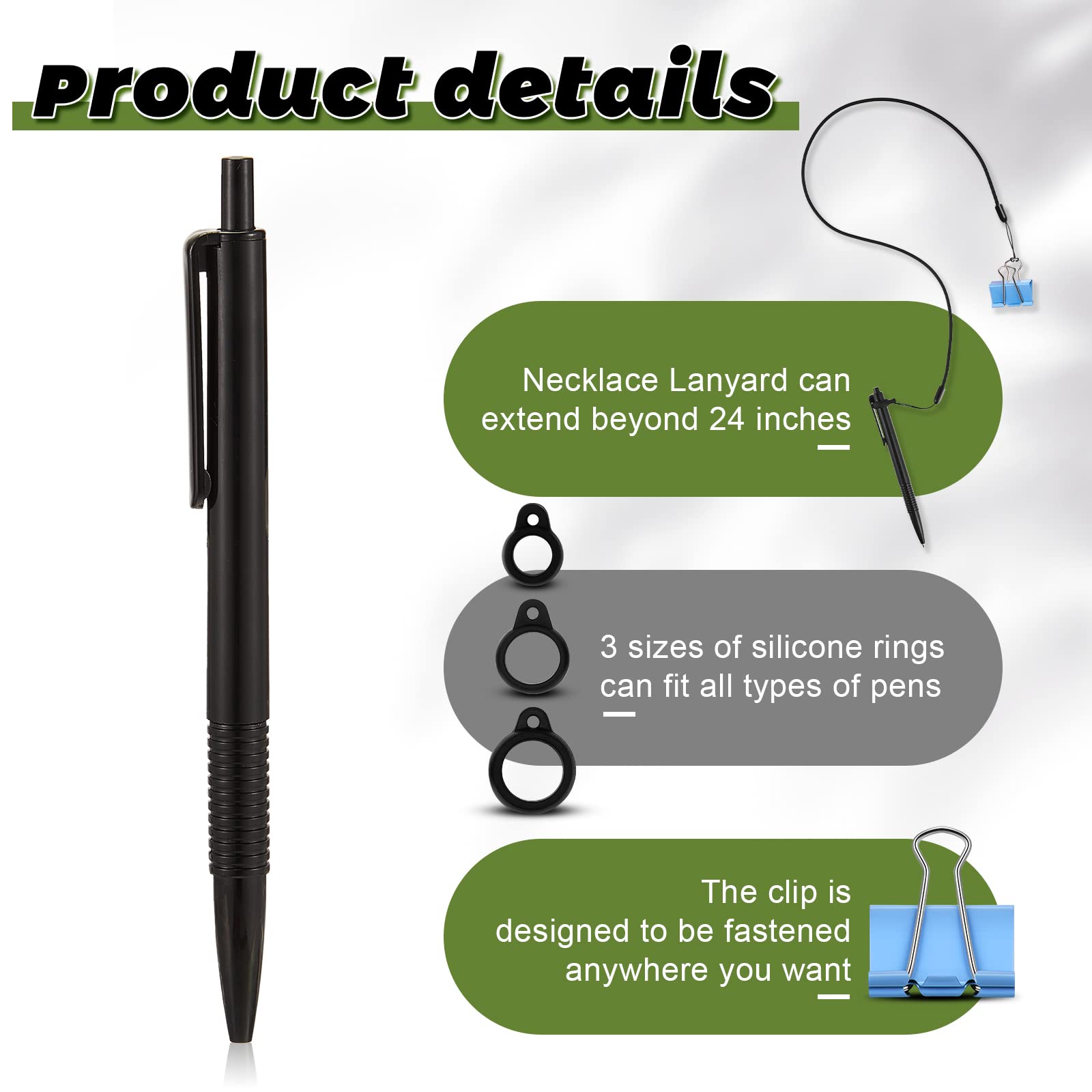 SHINEOFI 10-Pack Elastic Pen Lanyards With Silicone Rings – 16.9-Inch Stretchable Tether Cords, Anti-Lost Security Straps For Pens, Keys, Or Badges