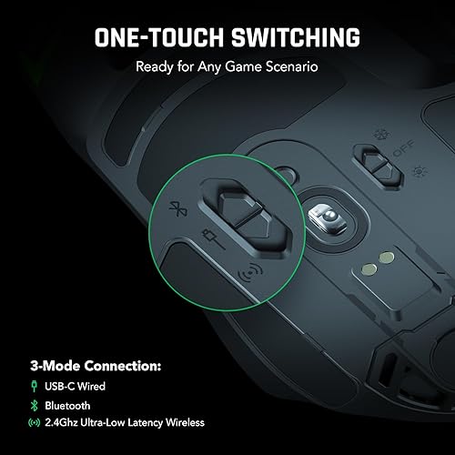 Miniatura 7 de Black Shark Funcooler - Mouse inalámbrico para juegos, refrigeración y calefacción activa, frecuencia de sondeo dual de 8 KHz, sensor óptico de 30 K