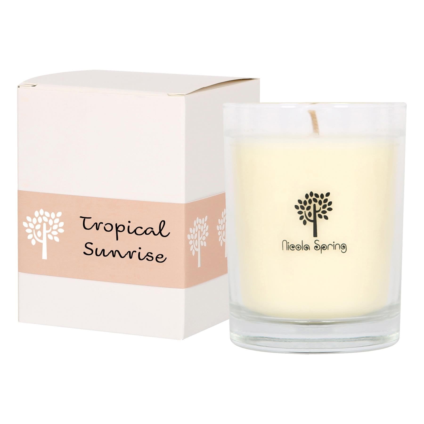 Nicola Spring Soy Wax Scented Candle 160g – Tropical Sunrise Fragrance - 28 Hour Burn Time Eco-Friendly Jar Candle for Relaxation, Aromatherapy, Luxury Gifting & Home Décor