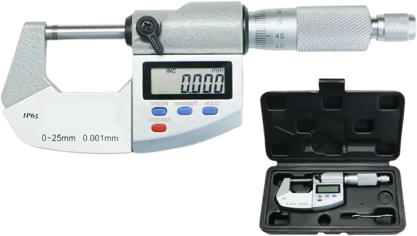 0-25mm Micron Digital Outside Micrometer Electronic Micrometer Gauge 0.001mm Digital Gauge Measuring Tools(0-25mm)