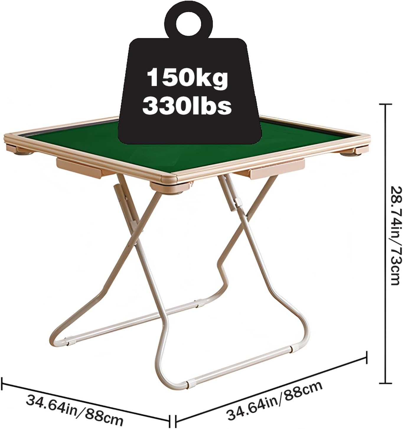 4 Player Card Mahjong Table, Domino Table with Folding Legs, Portable Folding Table with 4 Holders & 4 Grooves, Foldable Game Puzzle Table Both for Table Games