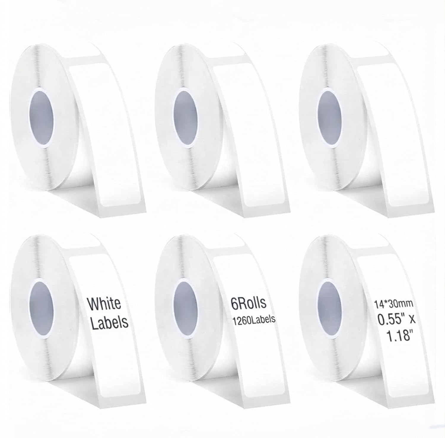 ToVii White Label Tape 14x30mm,1260pcs 6Roll for D30 — image 1