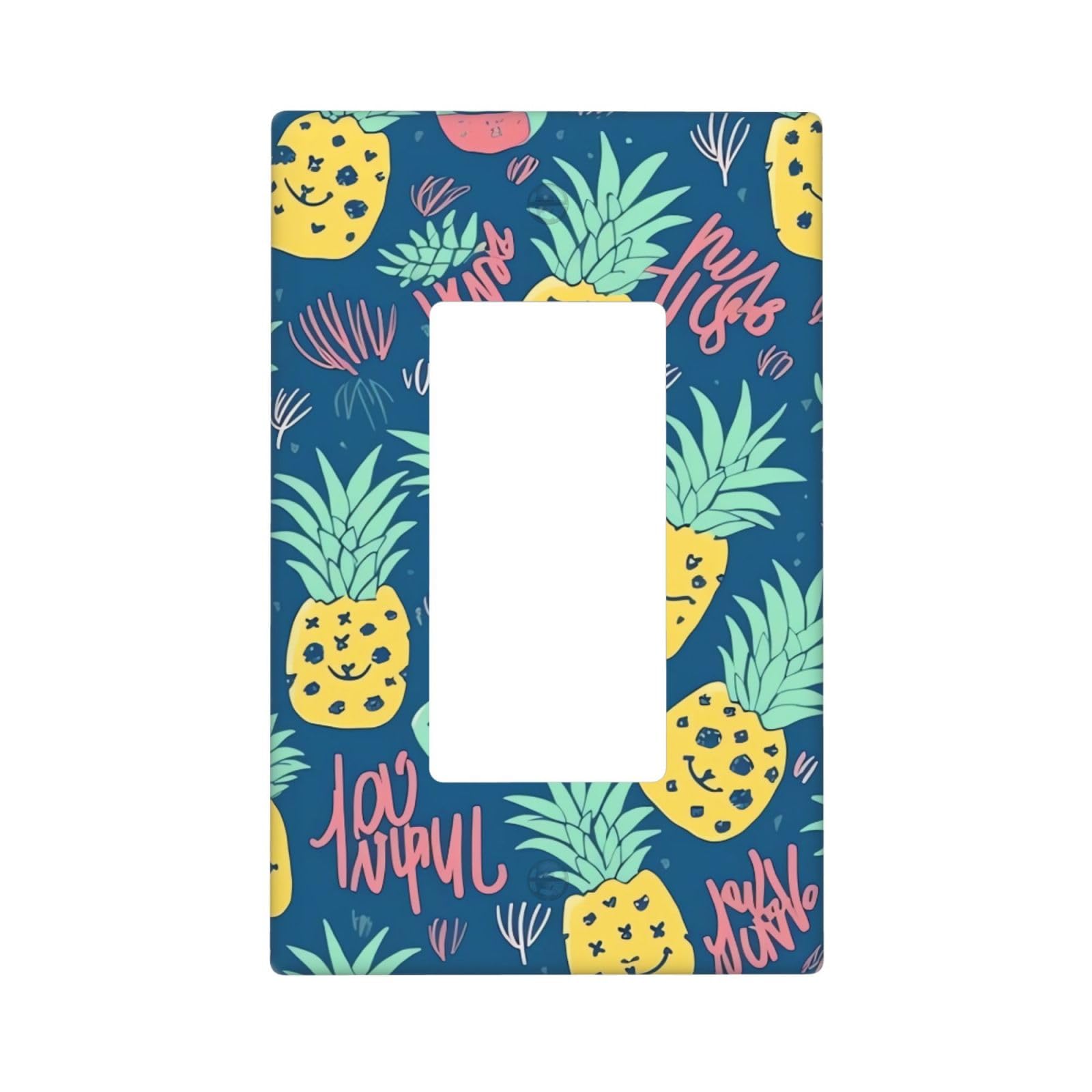 Cute pineapple pattern Wall Plate Cover 1 Gang Light Switch Cover Decorative Single Duplex Wall Plates Mid-size Decorator Blank Electrical Switch Plate Cover for Electrical Outlets
